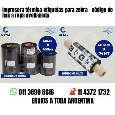Impresora térmica etiquetas para zebra  código de barra ropa avellaneda